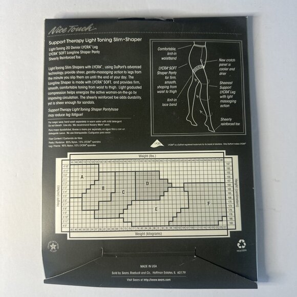 5 x Nice Touch Support Therapy Pantyhose Plus Sz E Black/Taupe New VTG Shapers - Picture 10 of 12